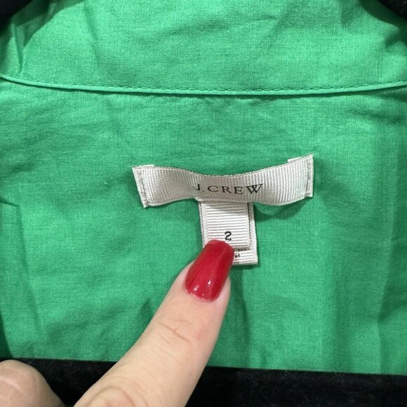 J Crew Relaxed Tunic Button‎ Long Sleeve Blouse Size 2 Green - Picture 3 of 8